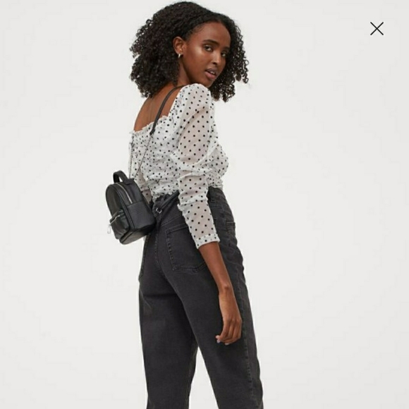 🤑H&M Divided pocadot crop top, XS, Black and White - Picture 4 of 9